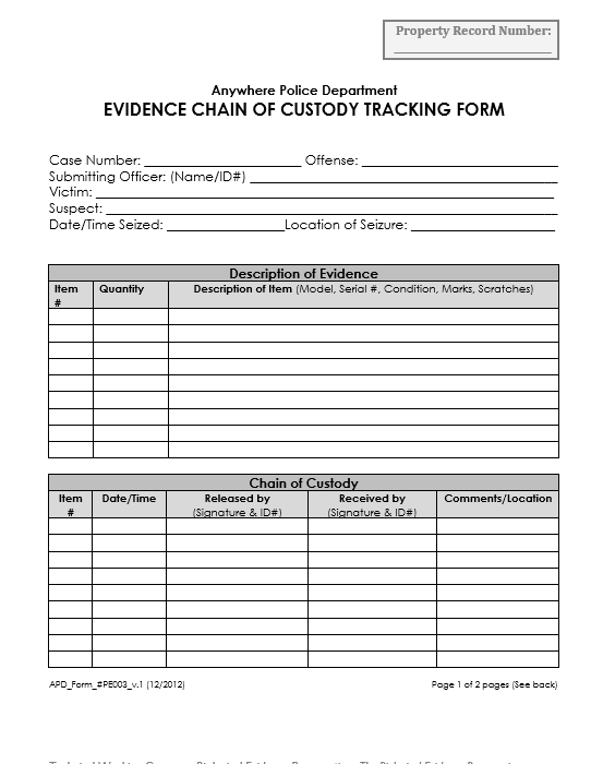 Sample of Chain of Custody
